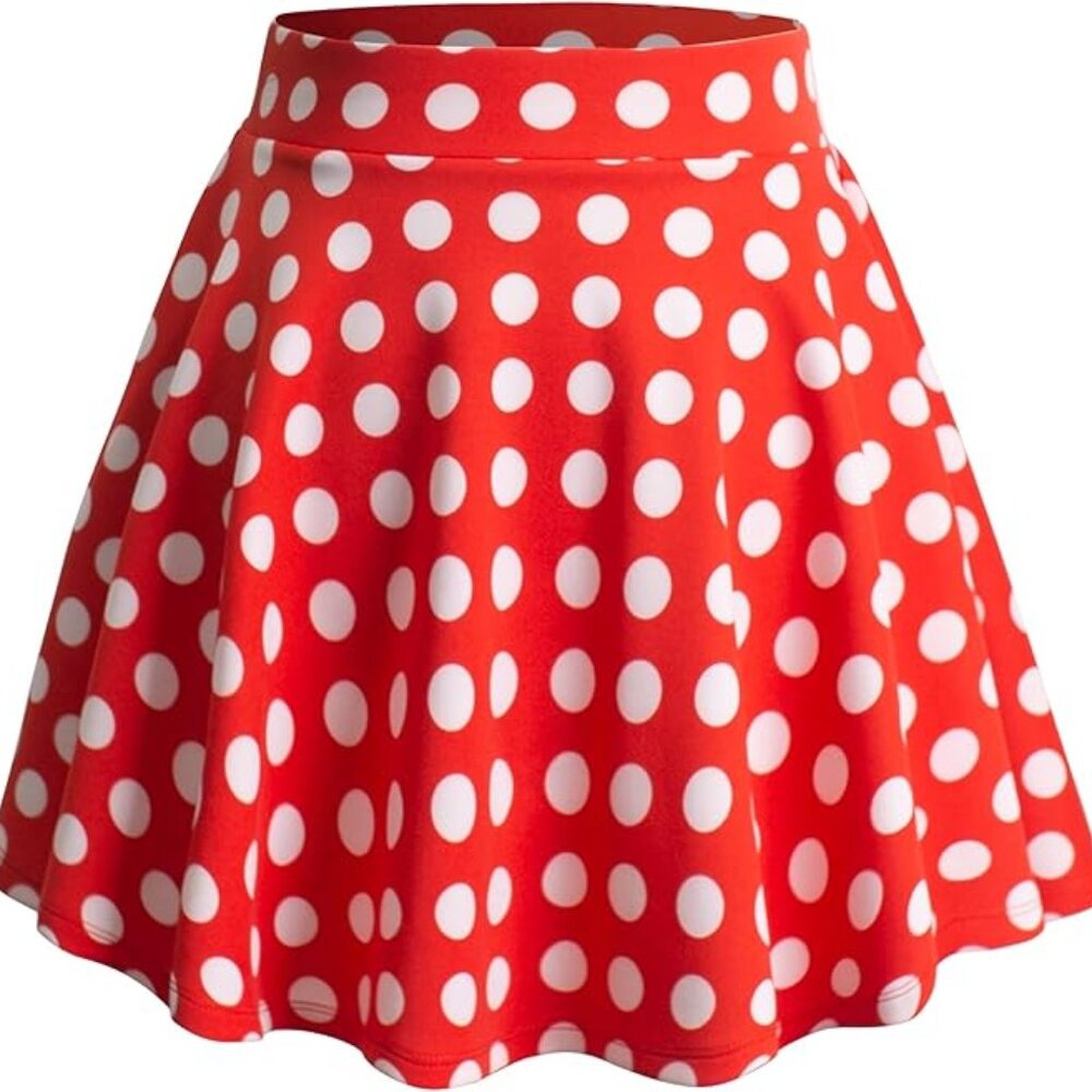 Johnny Size XXL  Red w/White Polka Dots Versatile Stretchy Flared Casual Skort